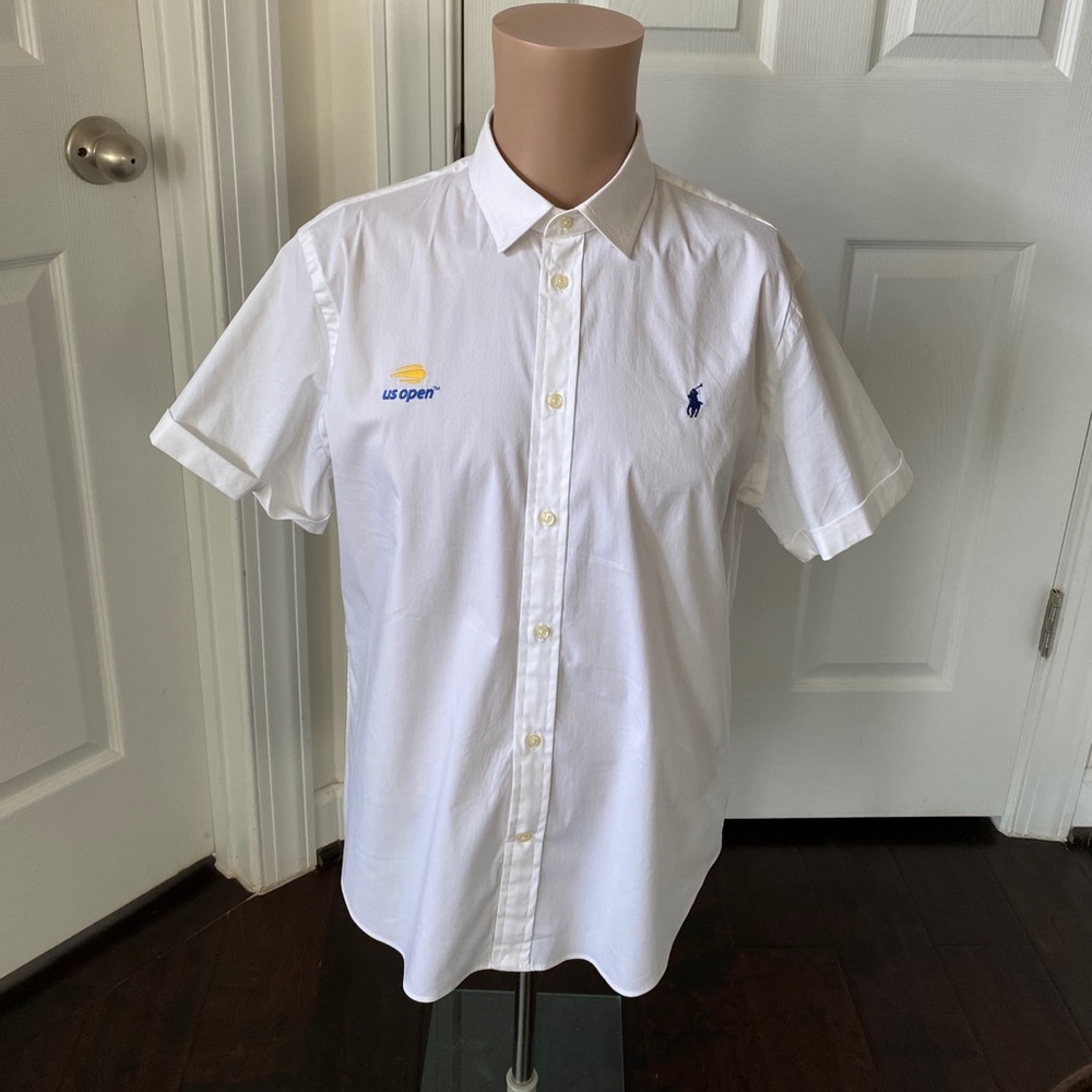 US Open Ralph Lauren Short Sleeve White Button Down Shirt NWOT